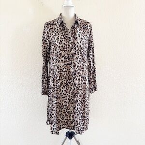 MSK Brown and Black Notched Collar Shirt Dress